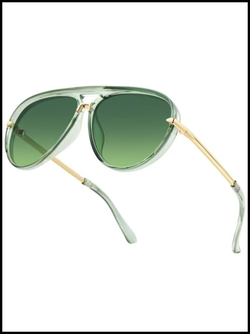 Oversized Double Bridge Aviator Sunglasses with UV400 Protection, Retro 70s